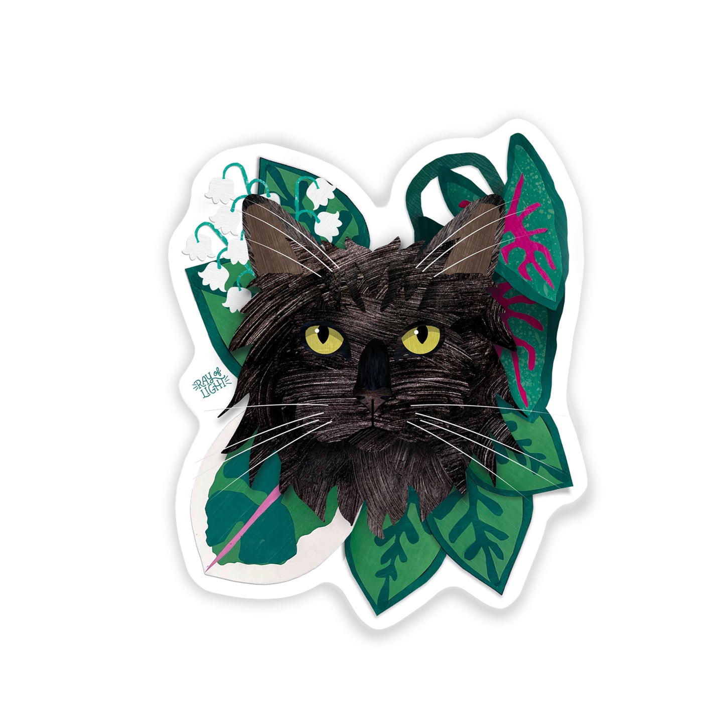 Black Longhair Cat Sticker