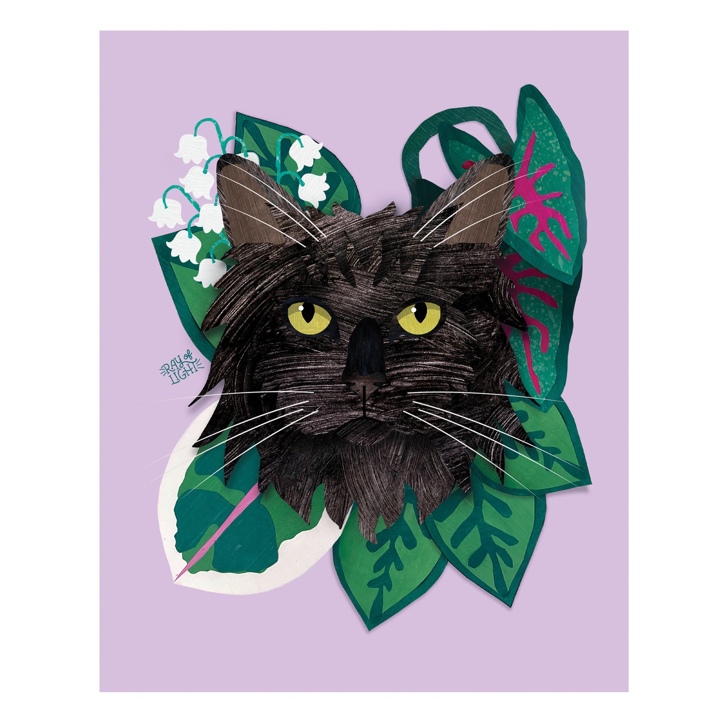 Black Longhair Cat Print