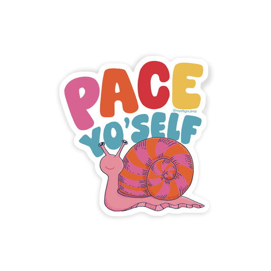 Pace Yo'Self Pink Snail Sticker