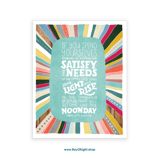 Isaiah 58:10 – Your Light Will Rise like the Noonday | Scripture Art Print