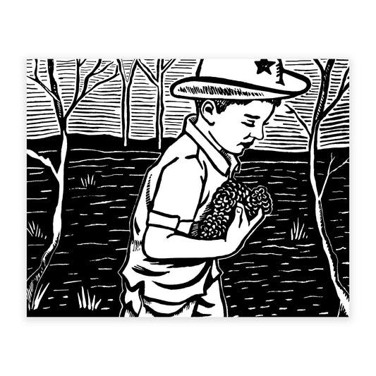 Gather Linocut print