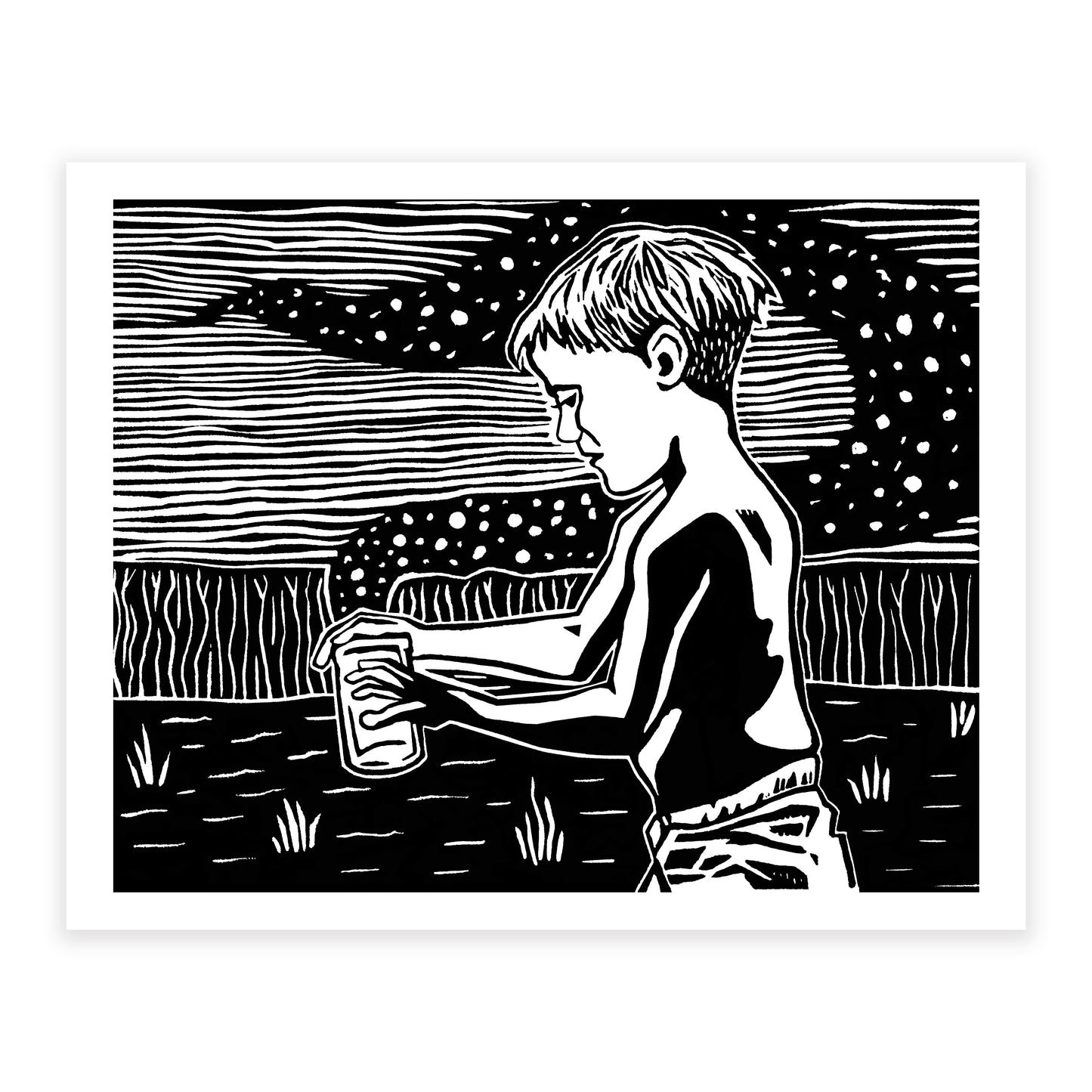 Glow Linocut print