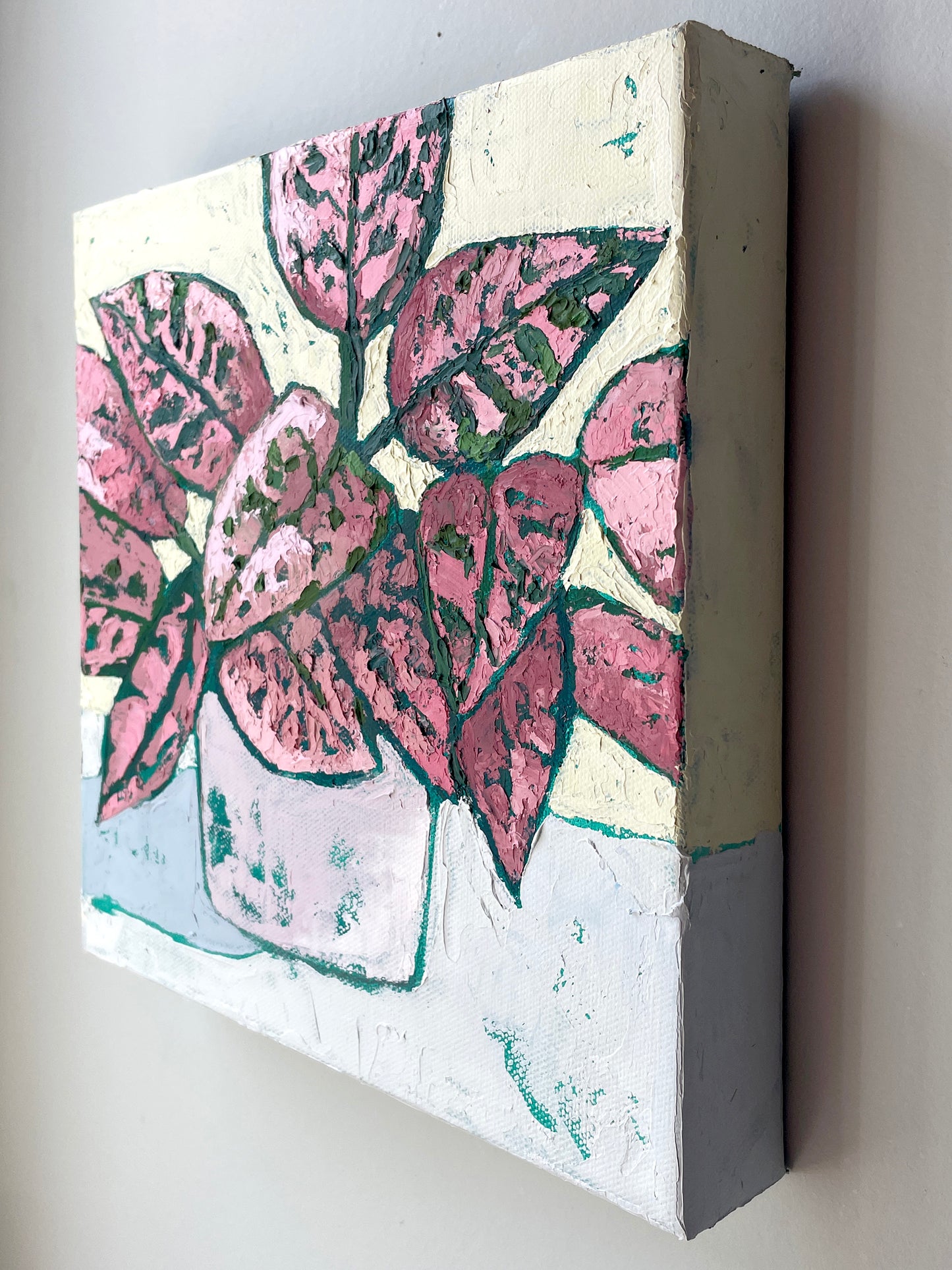 The Dazzler – Pink Polka Dot Plant Original Oil Painting
