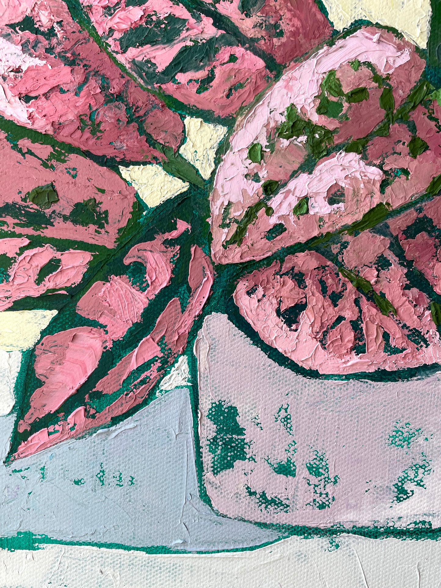 The Dazzler – Pink Polka Dot Plant Original Oil Painting
