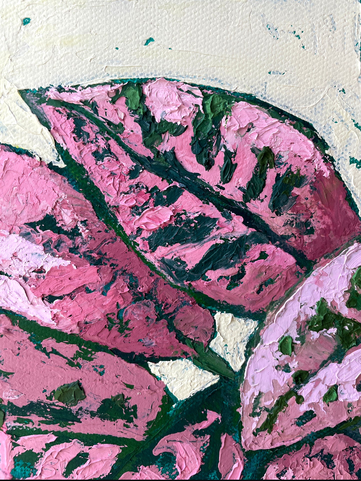 The Dazzler – Pink Polka Dot Plant Original Oil Painting
