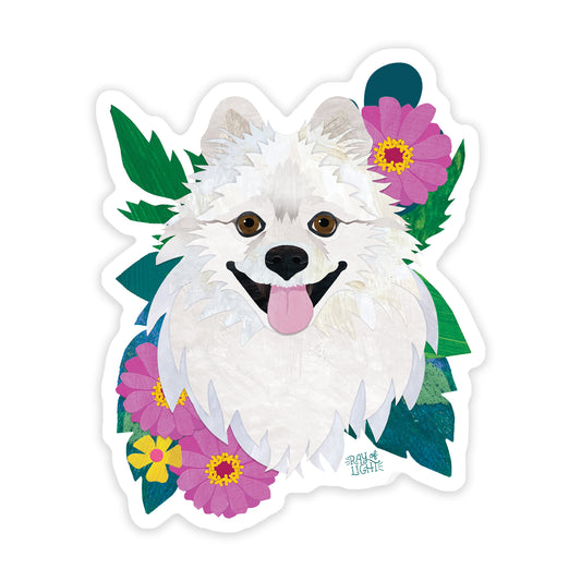 Pomeranian White Sticker