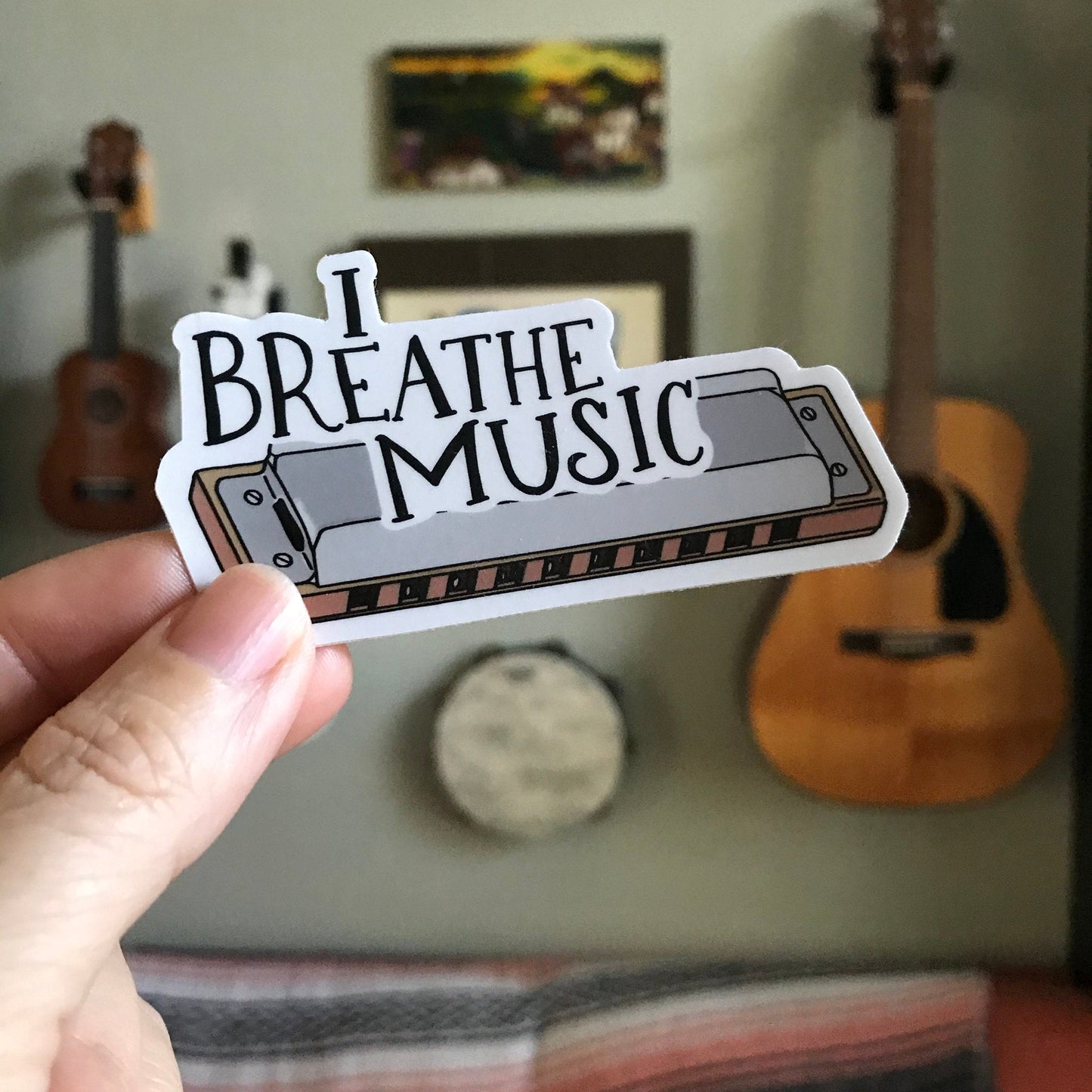 I Breathe Music Harmonica sticker